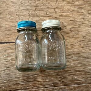 Mason Glass Jars with Blue and Cream Lids